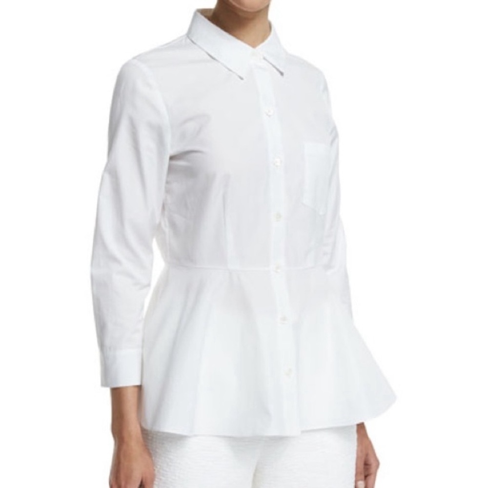 Theory Peplum White Buttondown Shirt